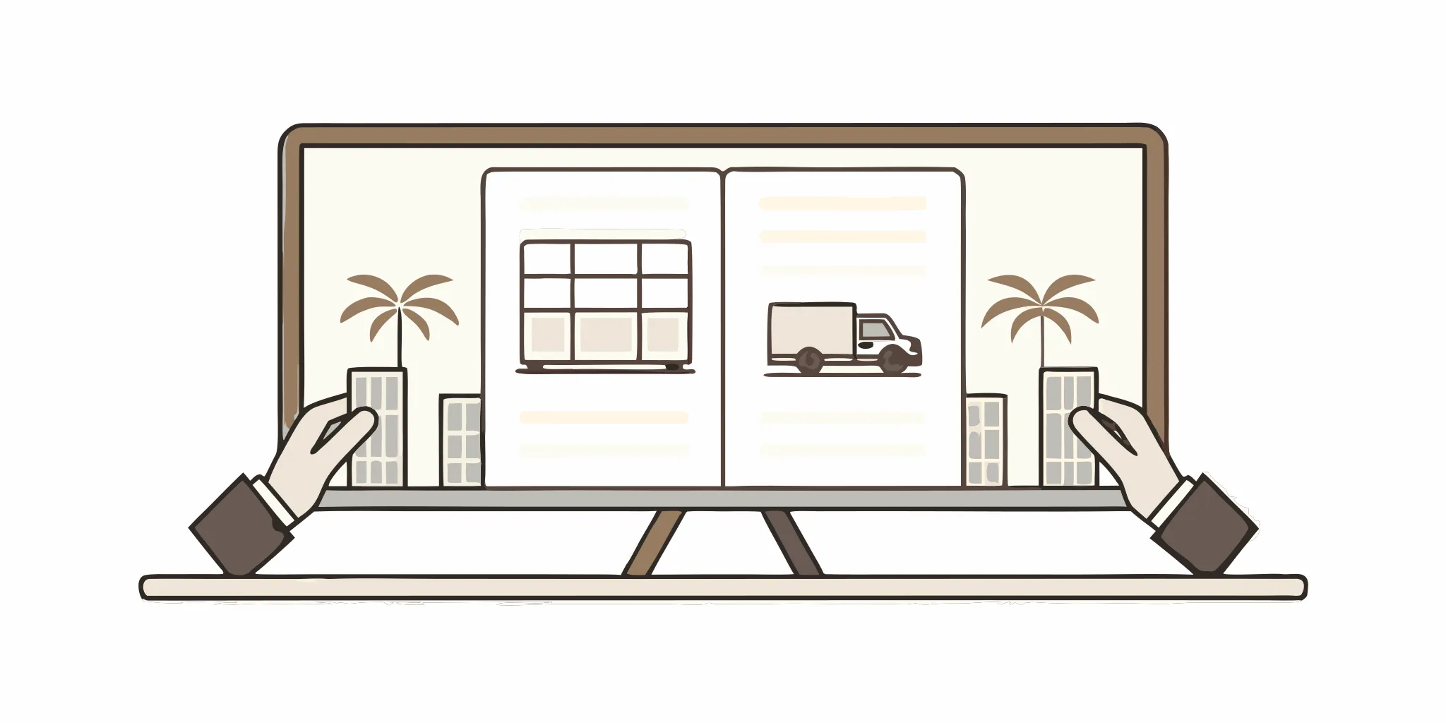 A graphic for a Port St. Lucie truck accident lawyer featuring a commercial truck and shipping container.