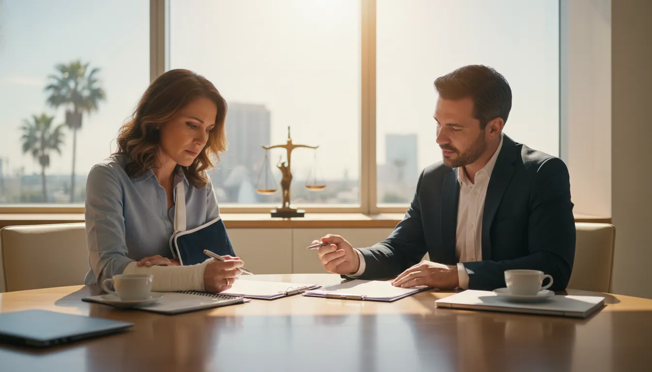 Florida comparative negligence personal injury consultation with settlement paperwork