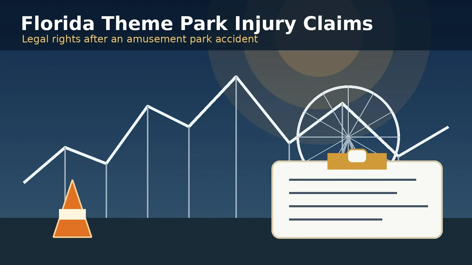 Theme park accident attorney in Florida reviewing amusement park injury claim documents