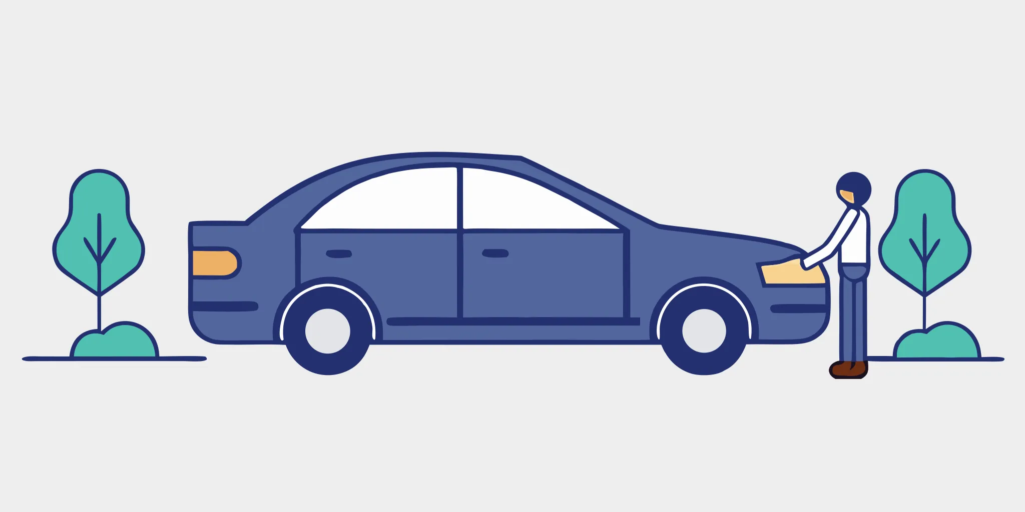 Appraiser examining a repaired sedan for a diminished value claim in Florida