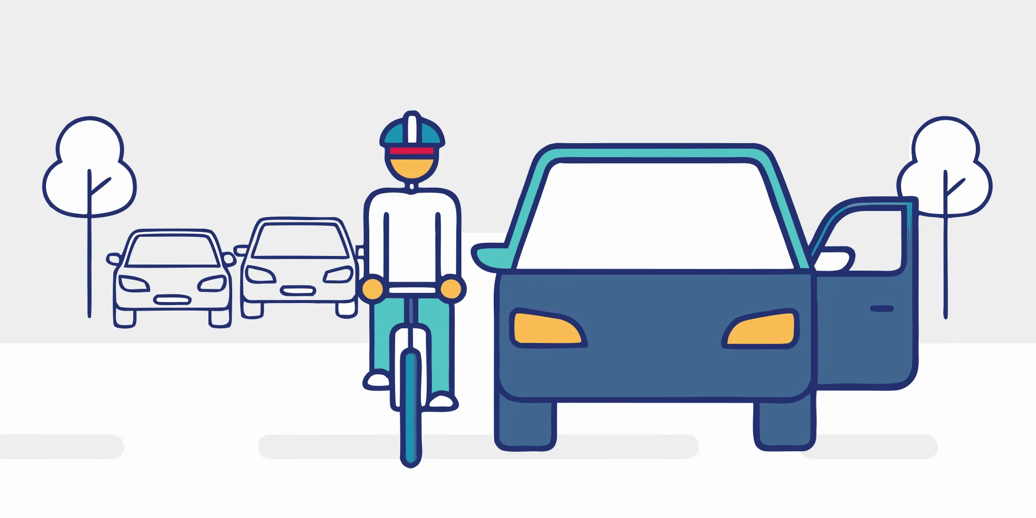 Cyclist approaching an opening vehicle door on a Florida street