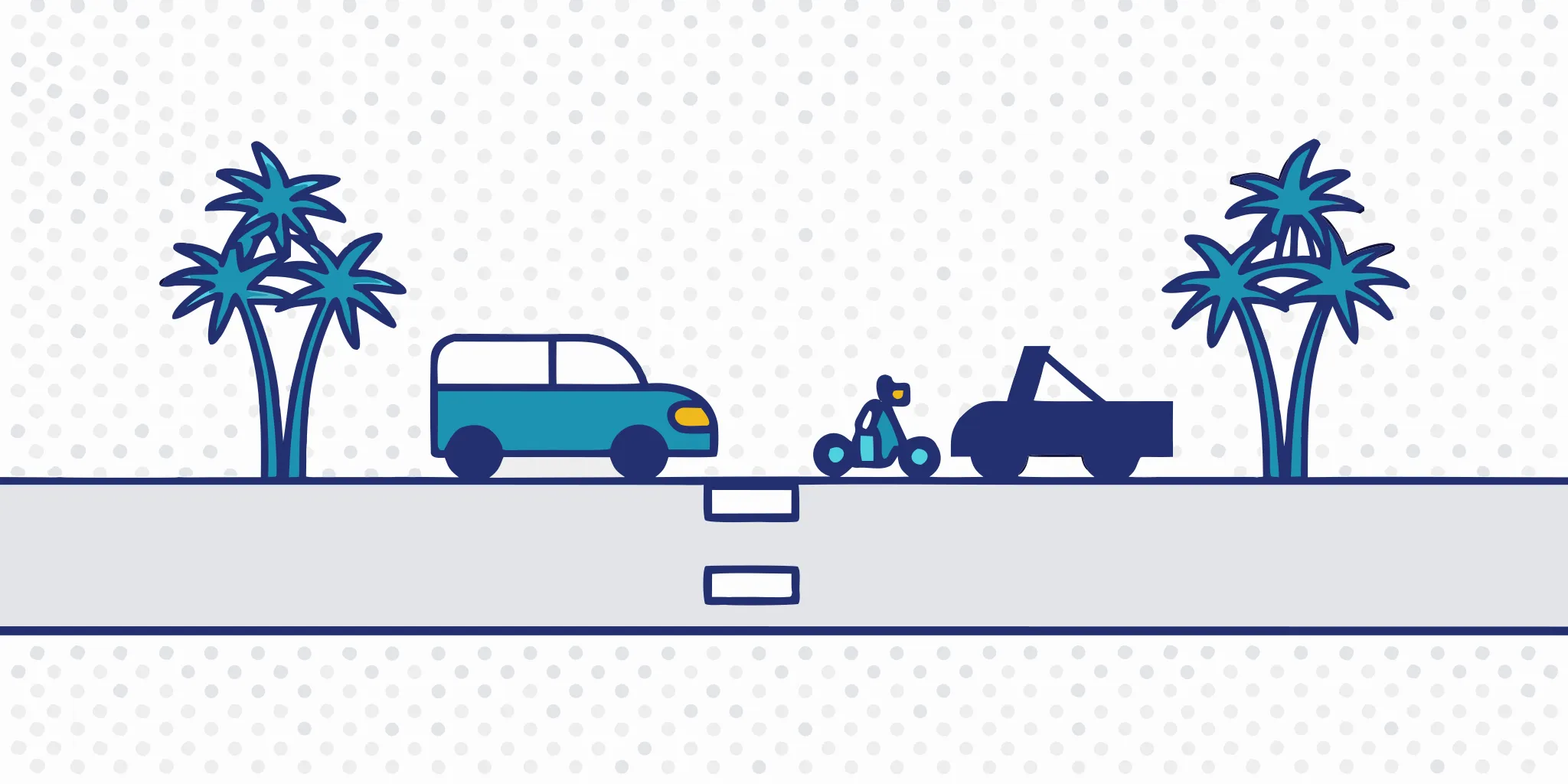 Florida motorcycle lane splitting accident scene