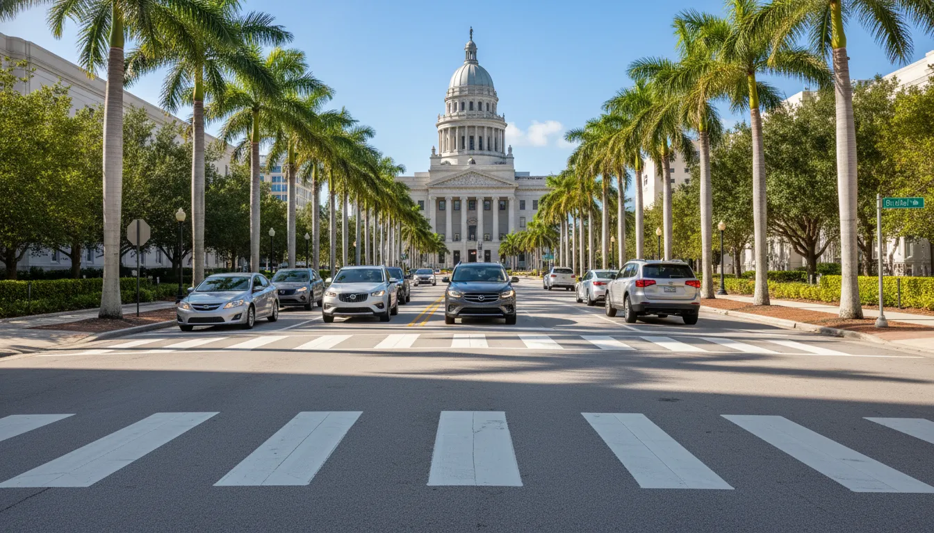 Florida pedestrian accident crosswalk claim near a sunny city street