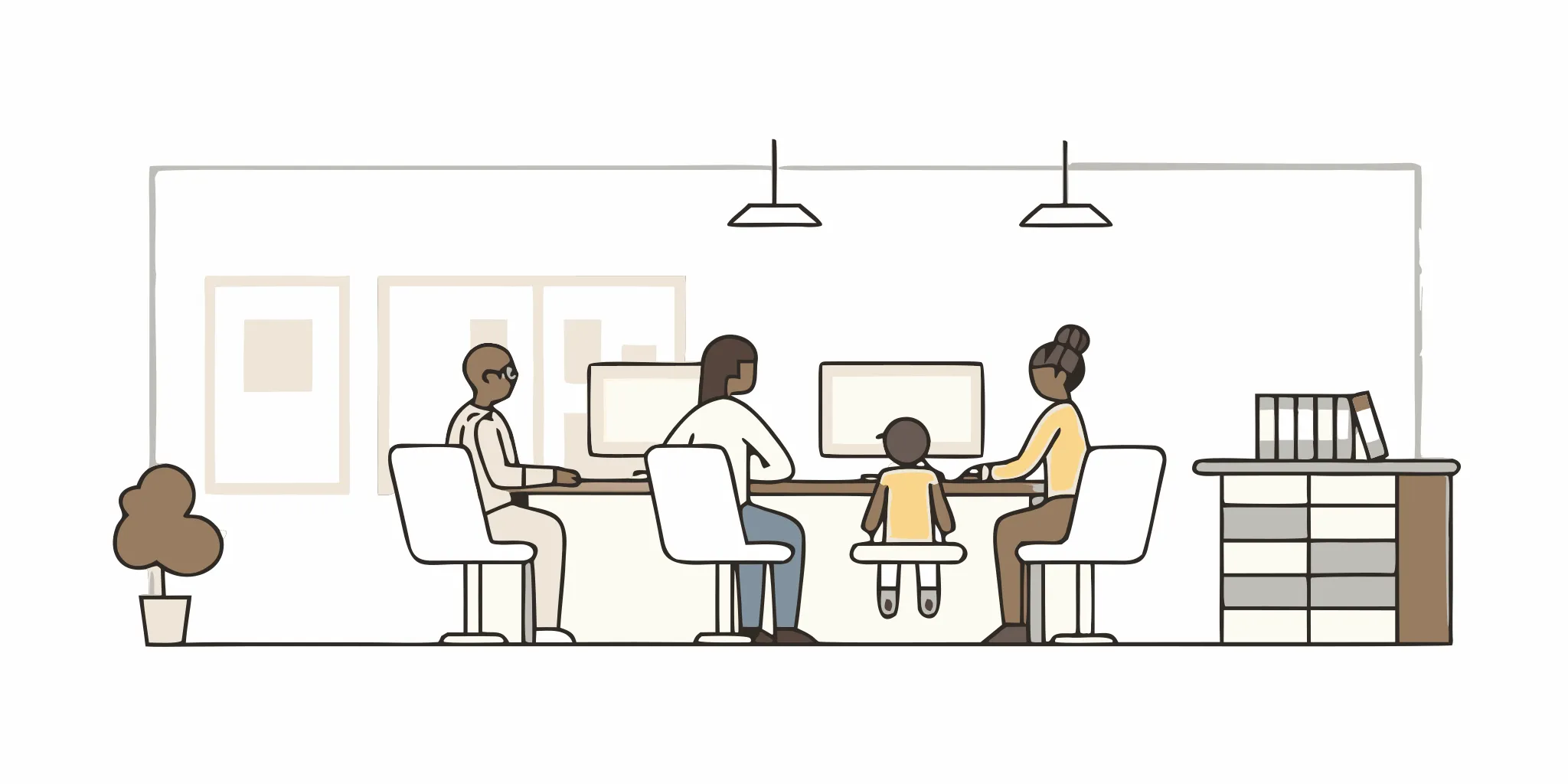 Family discussing traumatic brain injury future care planning with professionals