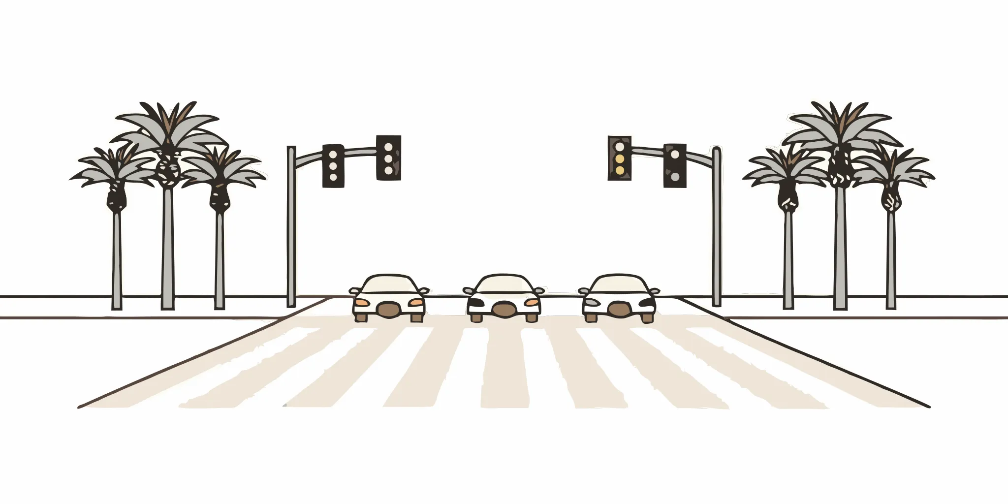 Pedestrian crossing a sunny Florida street safely