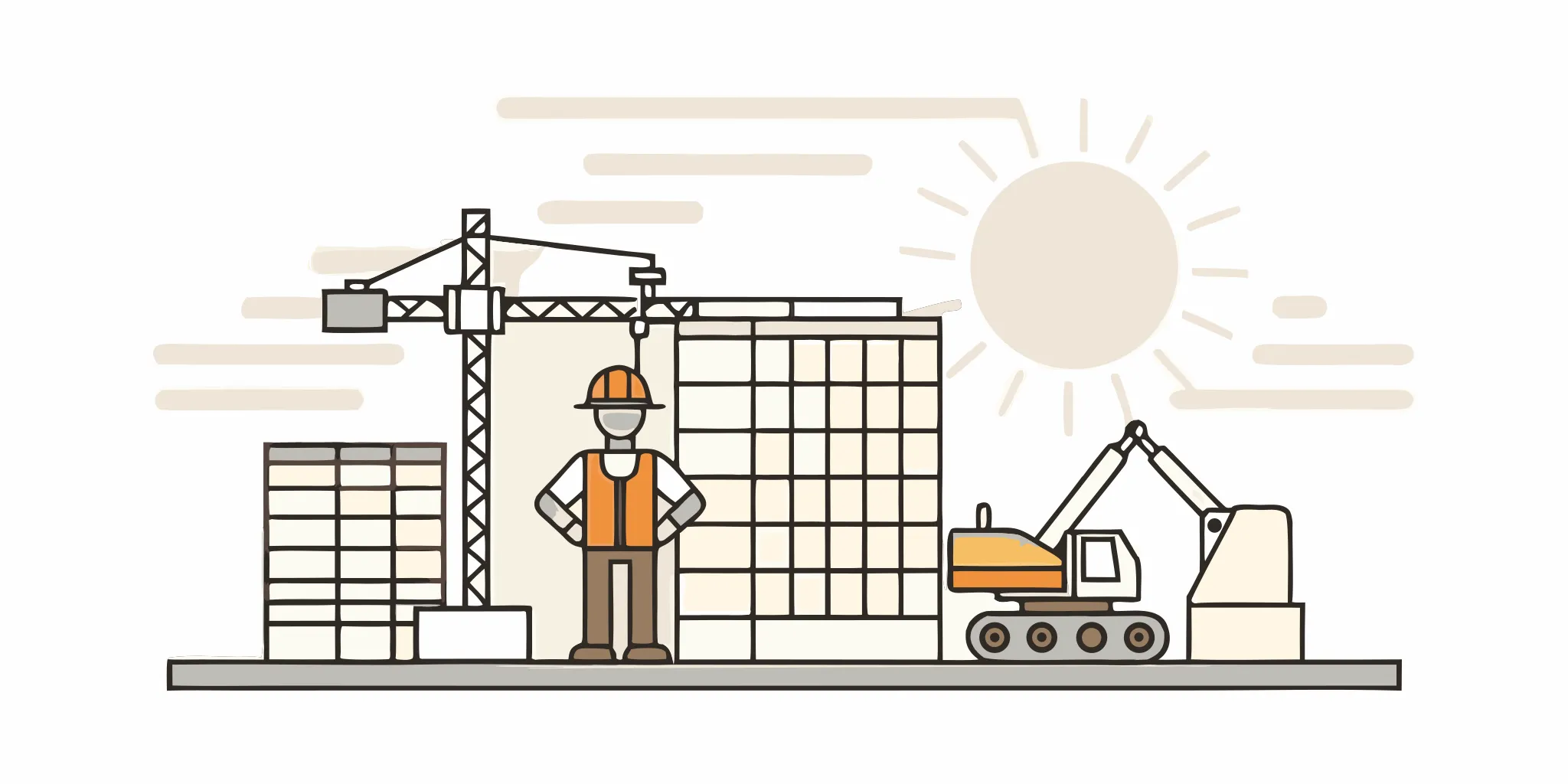 Construction worker in orange vest and hard hat at a Florida building site