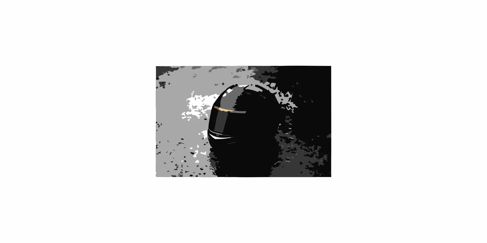 A motorcycle helmet sitting on a wet Florida highway road near palm trees, reflecting a dark cinematic crash scene